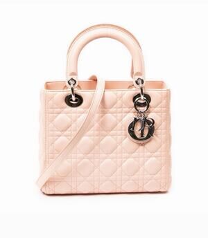 Christian Dior Medium Lady Dior Bag in Pale Pink Cannage Lambskin Leather